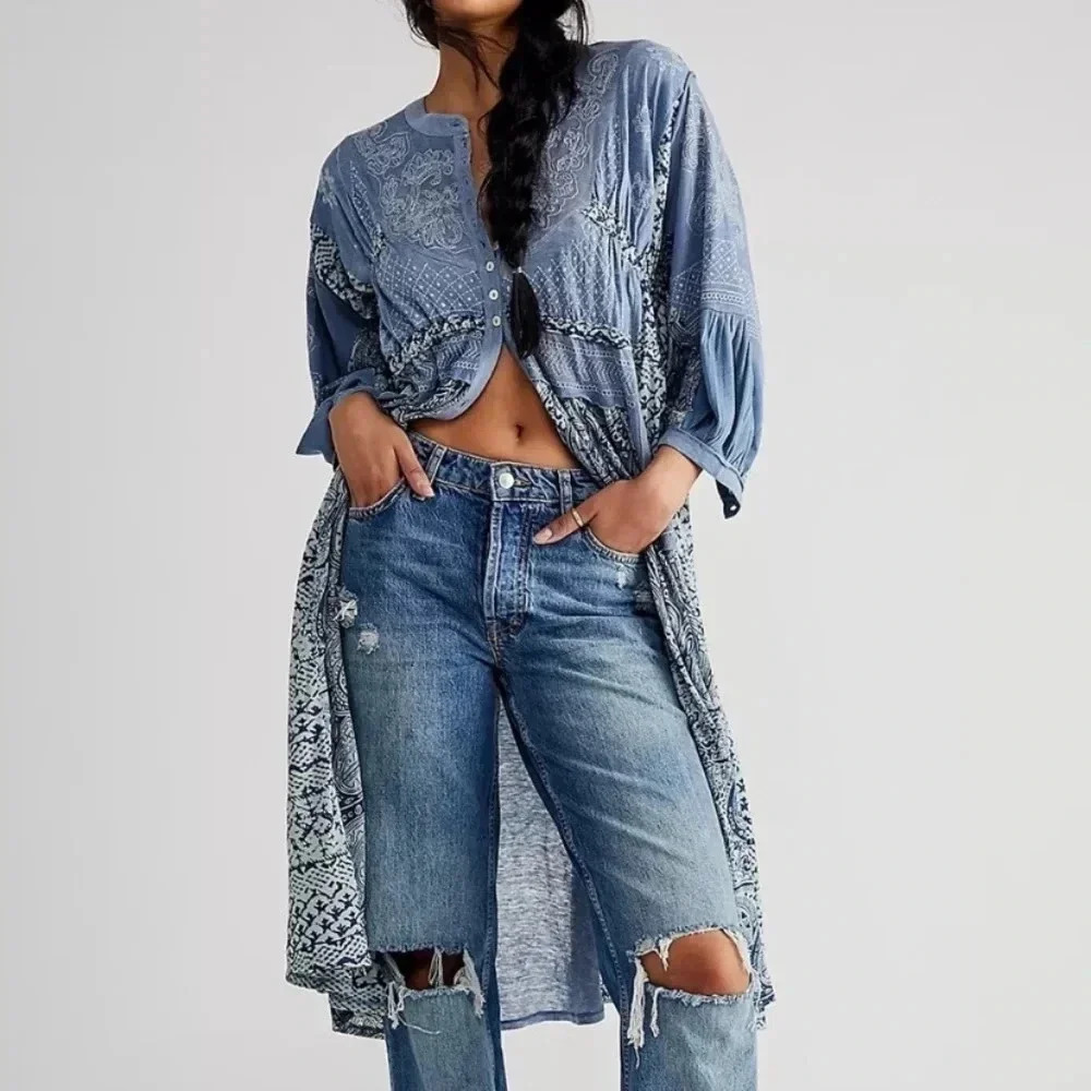 New Free People Oh My Maxi Top Midi Dress Floral Kimono